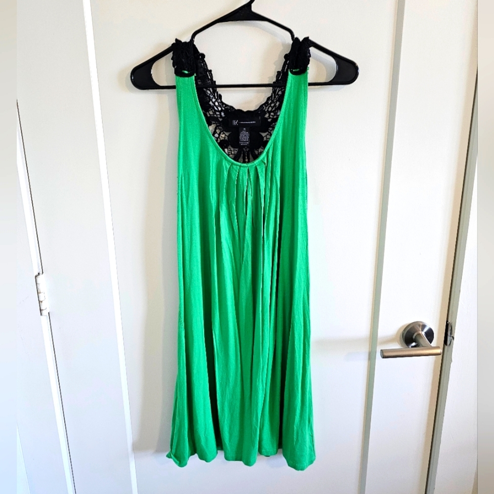 INC green blouse with black lace detail XL
